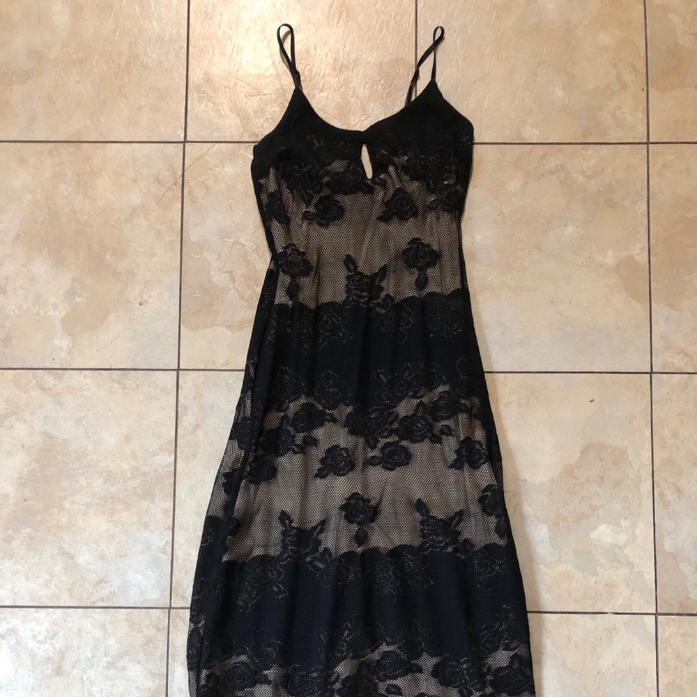 Vintage Midi Lace Overlay Dress